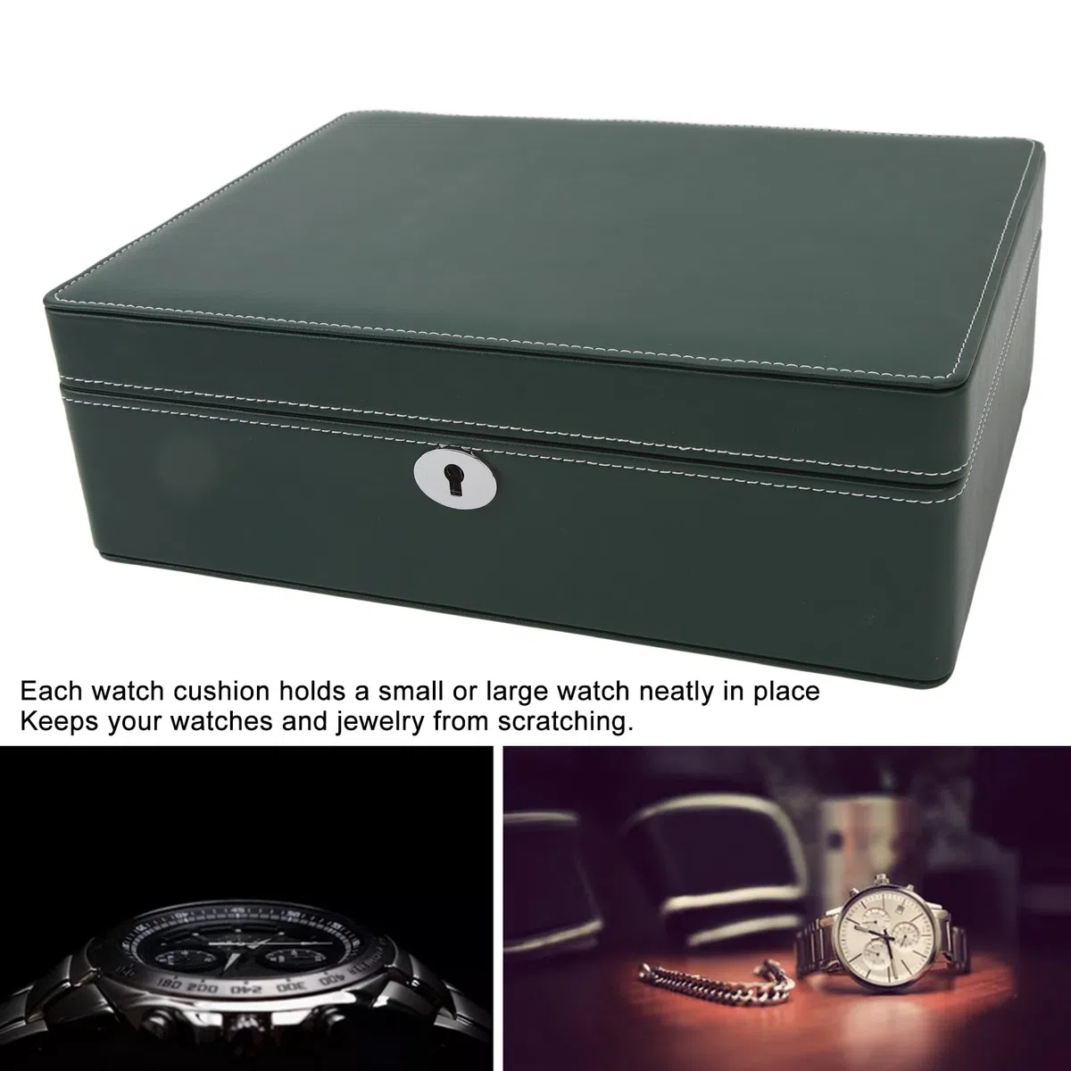 8 Organizador de la Caja de Relojes de tragamonedas: Vitrina de Cuero de Microfibra con Interior de Terciopelo Suave para Hombres/mujeres, Regalos de Almacenamiento de Joyas