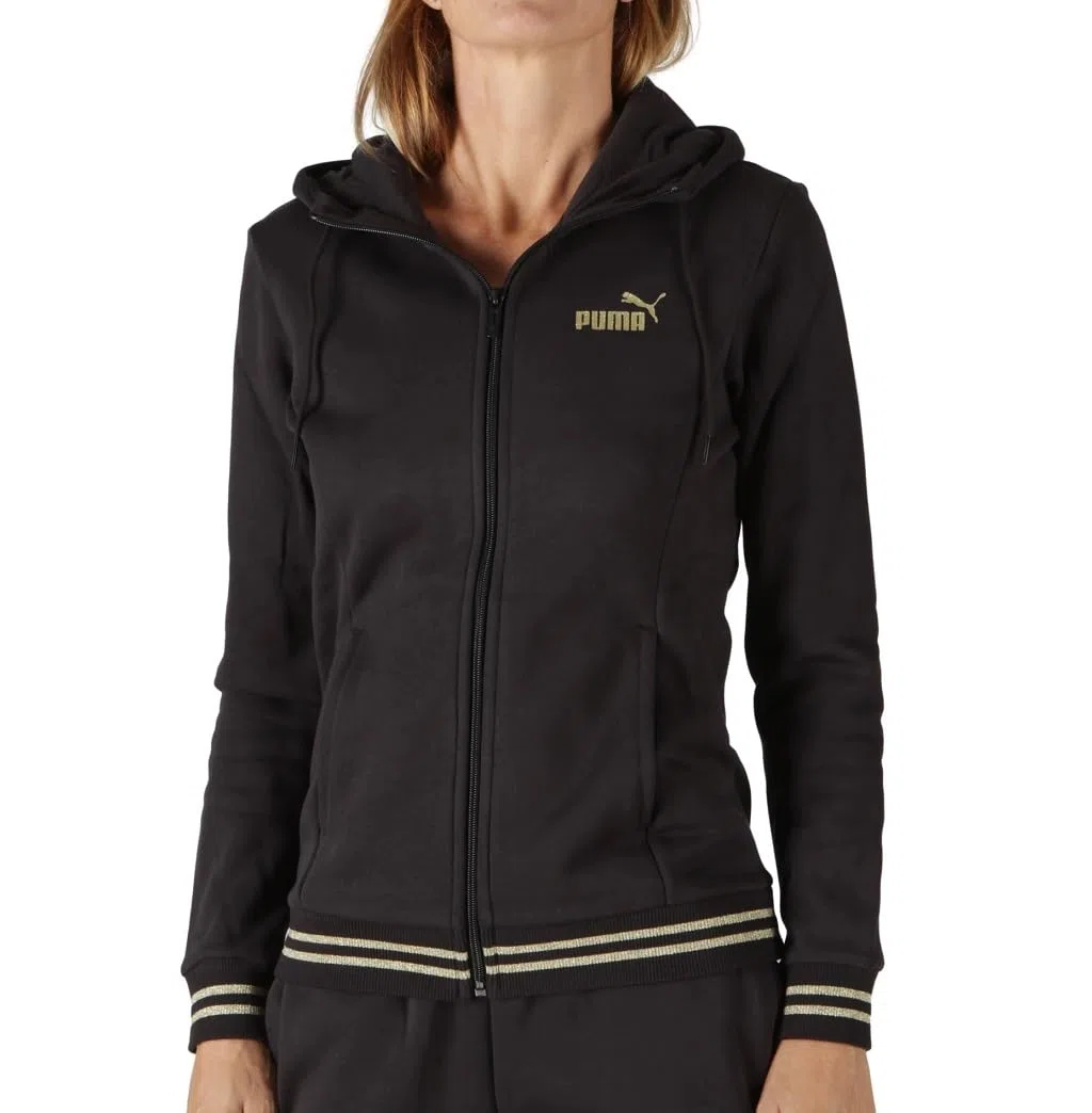 PUMA Chándal para mujer con capucha Essential Glitter negro