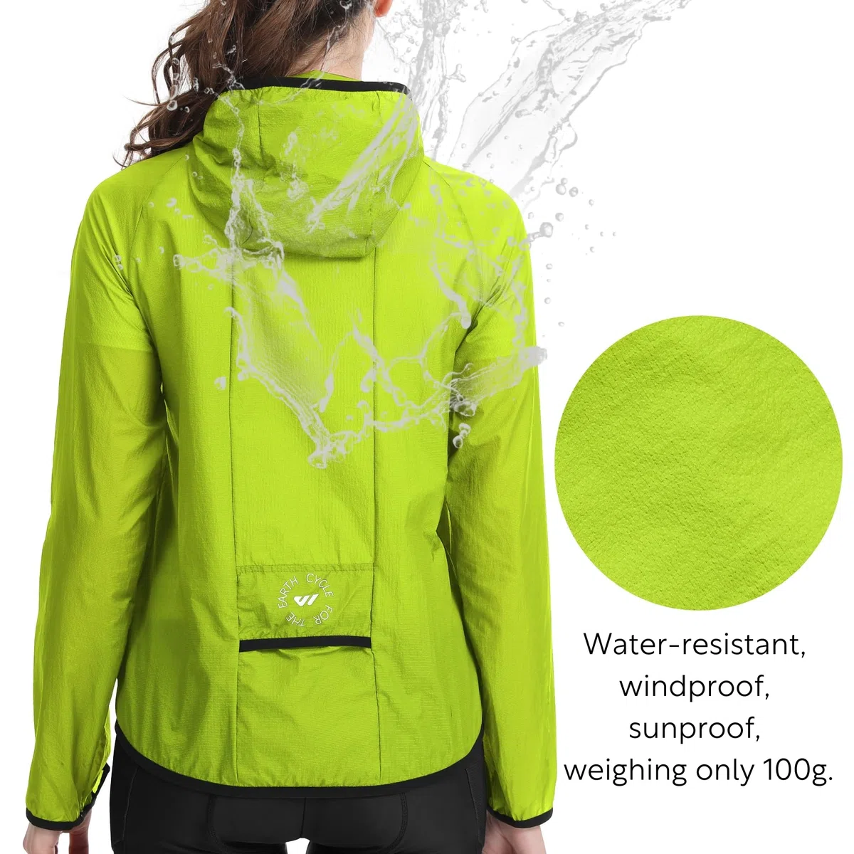 Wulibike Chaqueta de ciclismo para mujer, plegable, ligera y transpirable, chaqueta cortavientos reflectante para ciclismo, senderismo y exterior