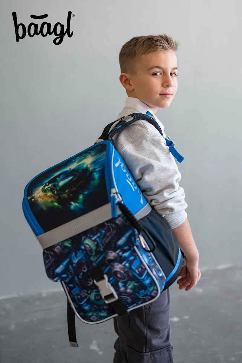 Baagl Juego de 5 Mochilas Escolares para niños y niñas (Mochila Escolar Zippy para Primer Grado, Estuche, Bolsa de Gimnasio, Delantal, Bolsa para el Cuello), Mochila Escolar ergonómica, 18 L