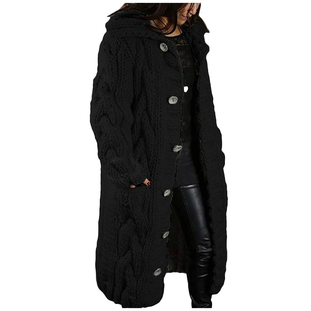 Chaqueta de punto larga para mujer, chaqueta de invierno para mujer, chaqueta de punto grueso, chaqueta de entretiempo, suéter de otoño, cárdigan, cárdigan, chaqueta de punto, chaqueta de ocio