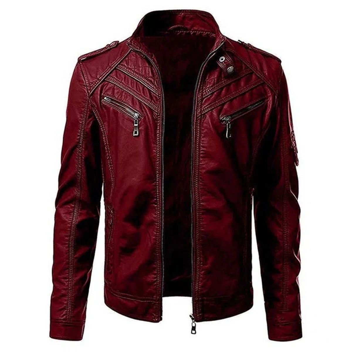 Chaqueta De Imitación De Cuero, Chaqueta para Hombre Acanalada Algodón De Transición Cazadora Moda Casual Chaqueta De Invierno para Hombre Acolchada (Color : Red, Size : 3XL)