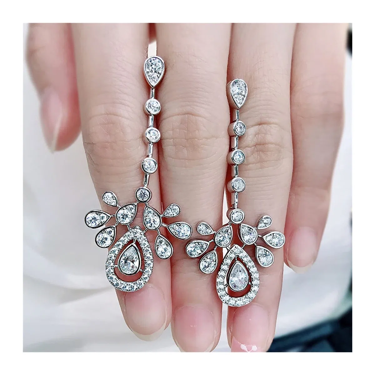 Nuevos juegos de joyas de compromiso de boda de plata esterlina 925 de lujo for novia Charms Lab Diamond Hangling Pendientes Collar Regalo cumplir Accesorios de moda