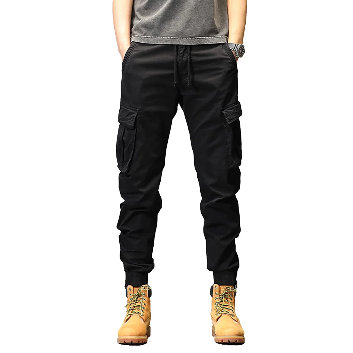 Genérico Pantalones a Cuadros para Hombre Pantalon Chandal Hombre Pantalón Cargo De De Corte Ajustado Pantalón Rectos con Múltiples Bolsillos con Botón a Presión Pantalones Chándal