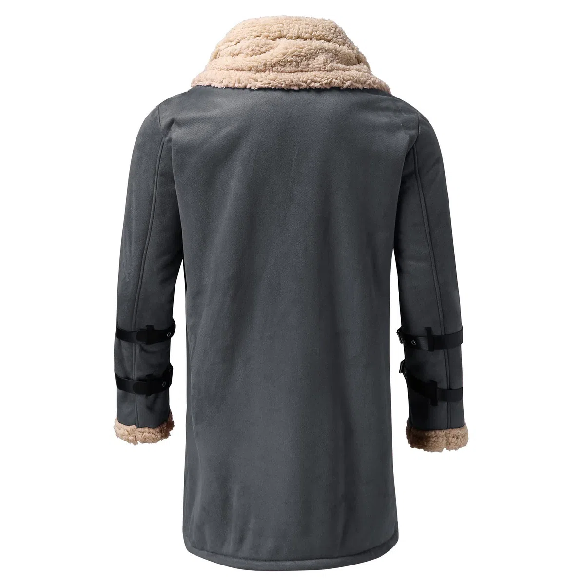 Gabardina con forro de piel para hombre, estilo retro, abrigo vintage cálido, chaqueta de poliuretano con forro de sherpa, abrigo acolchado resistente al viento, abrigo mullido, abrigo grueso para