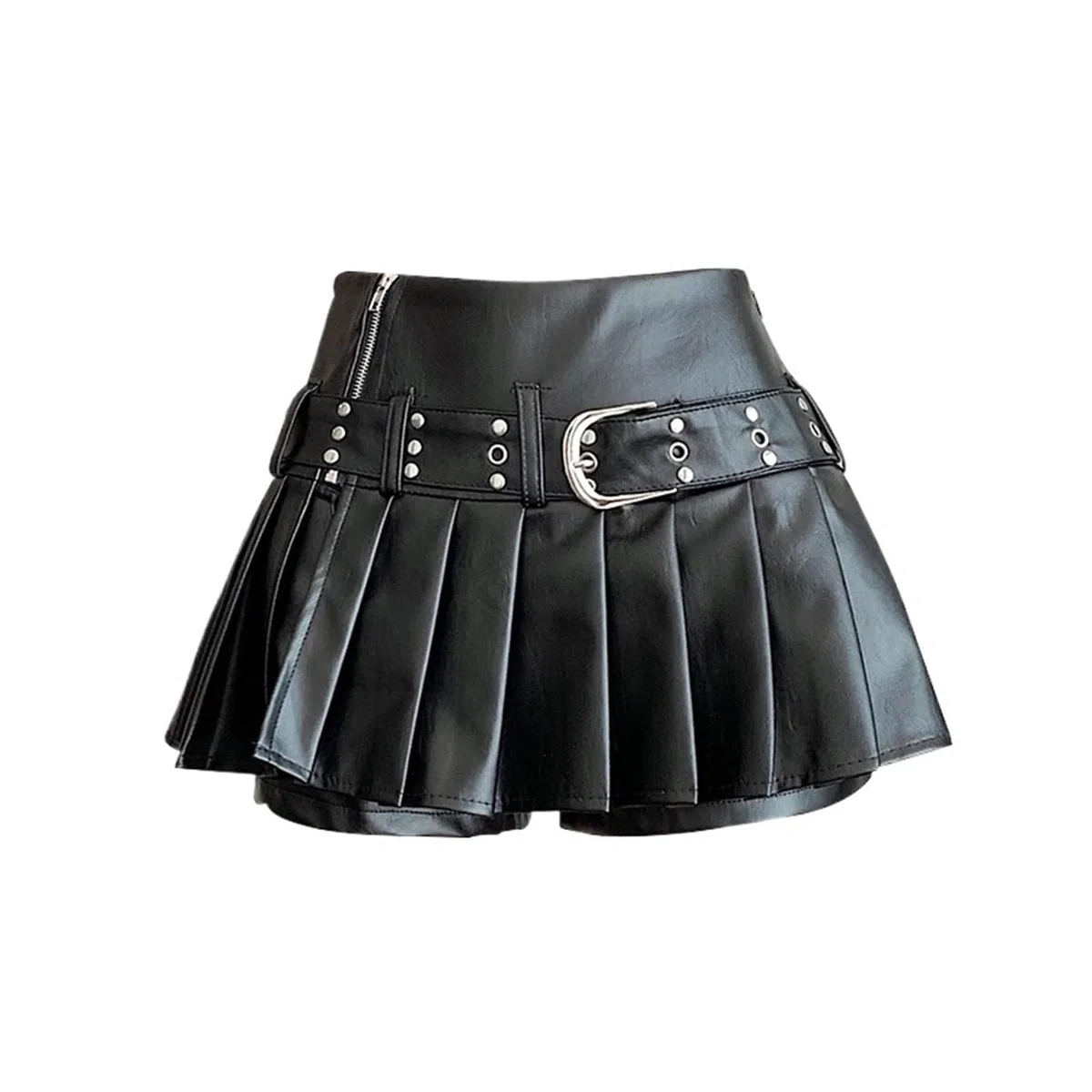 Falda De Cuero para Mujer Falda de Cuero Plisada una línea for Mujer Mini Faldas Cortas para Mujer