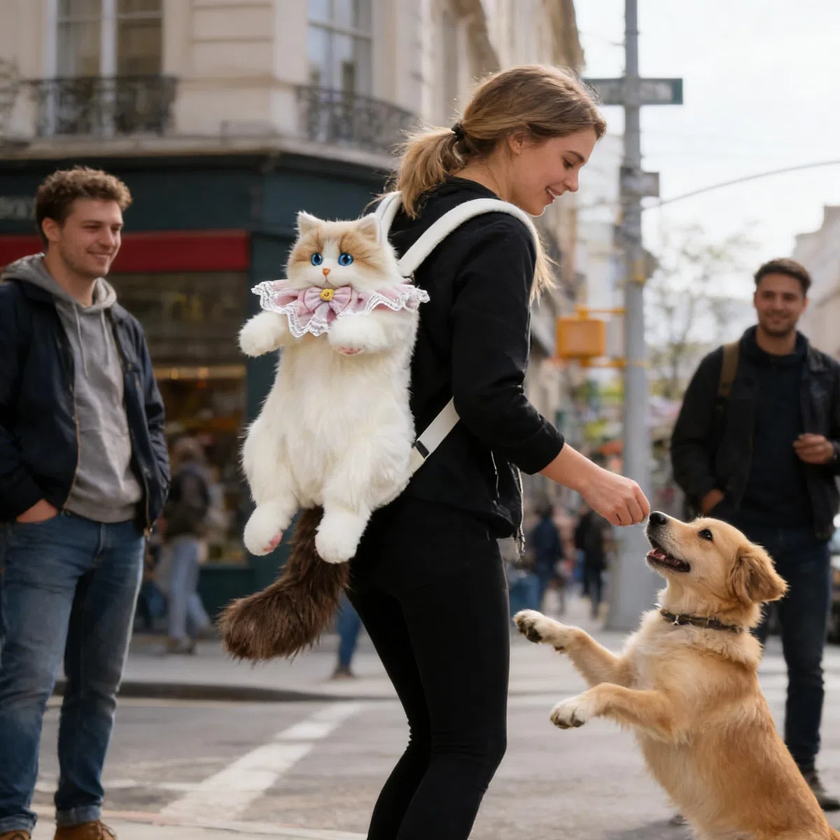 Mochila Con Forma De Gato Bolso de Peluche Amplio | Mochila Suave Con Forma De Gato Para Los Desplazamientos Diarios La Escuela El Colegio Trabajo Viajes Compras Senderismo