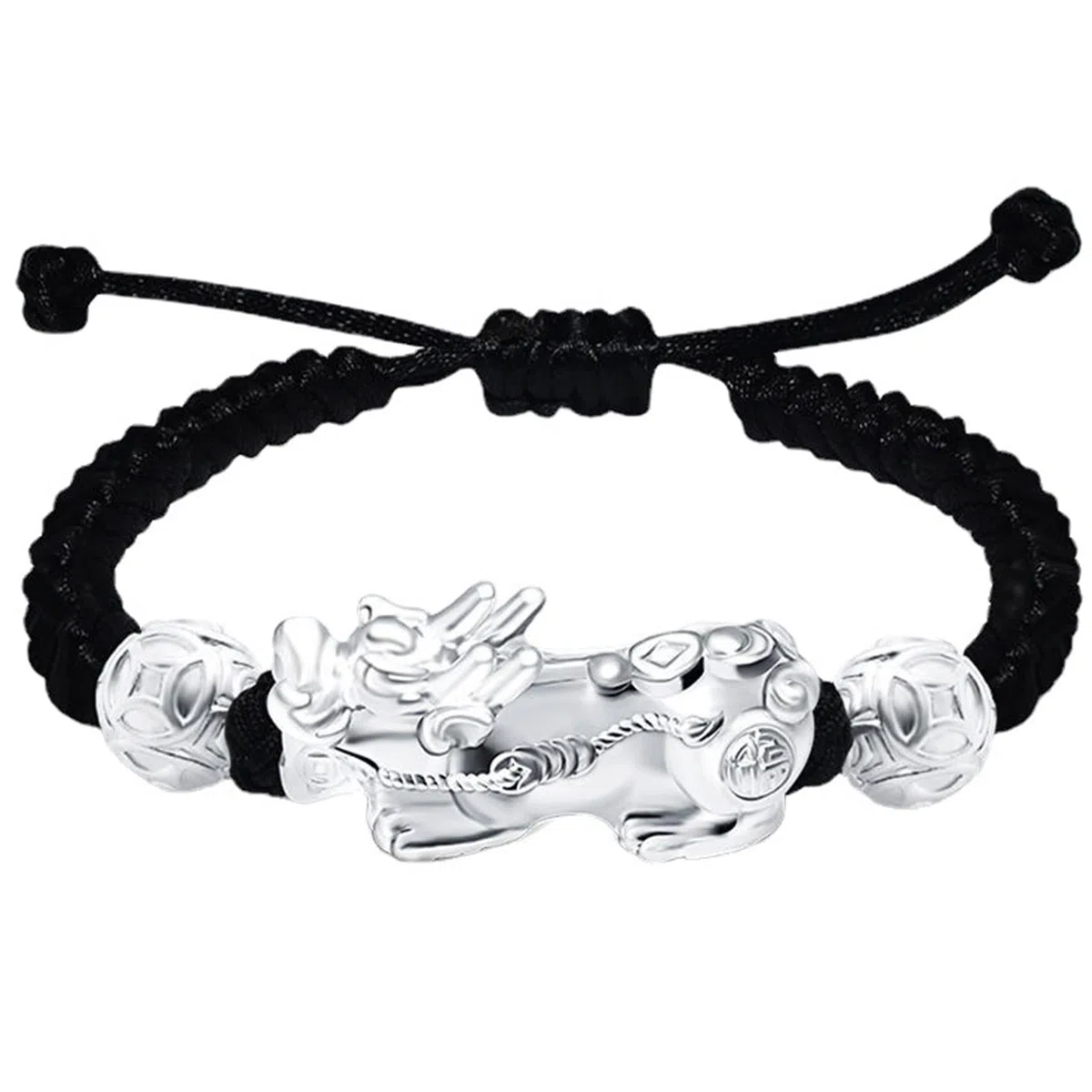 Pulsera de Hilo Rojo Pulsera de Plata de Ley 925 Feng Shui Pixiu Pulsera for Mujeres Hombres Pi Yao Amuleto Pulsera for Protección Riqueza Buena Suerte Pulsera de Cuerda Roja/Negra,Red,Small