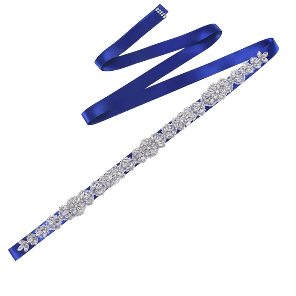 Cinturón de novia con diamantes de imitación para mujer, cinta de satén, accesorios para vestido de novia