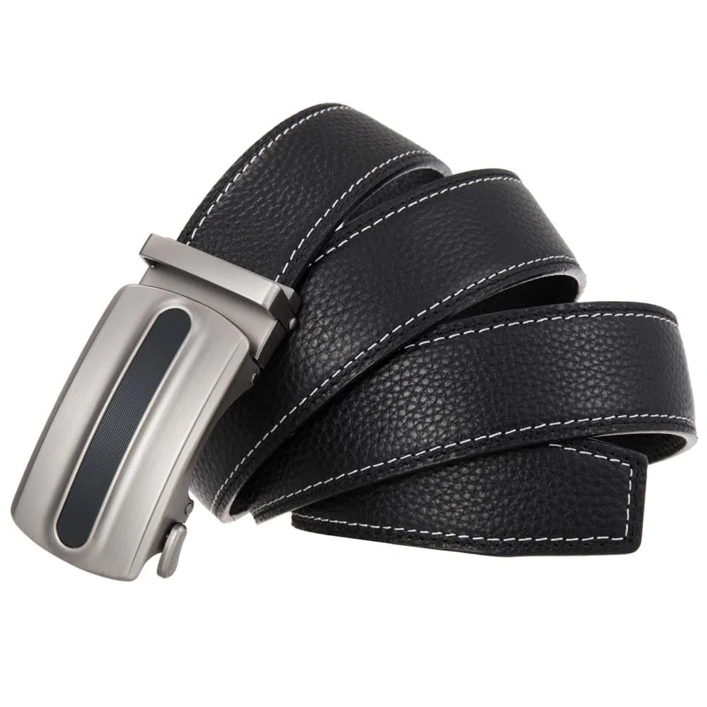 Cinturones de Hombre, Deslizante Gotas automáticas de folleto de Hebilla. (Color : B, Size : 125cm)