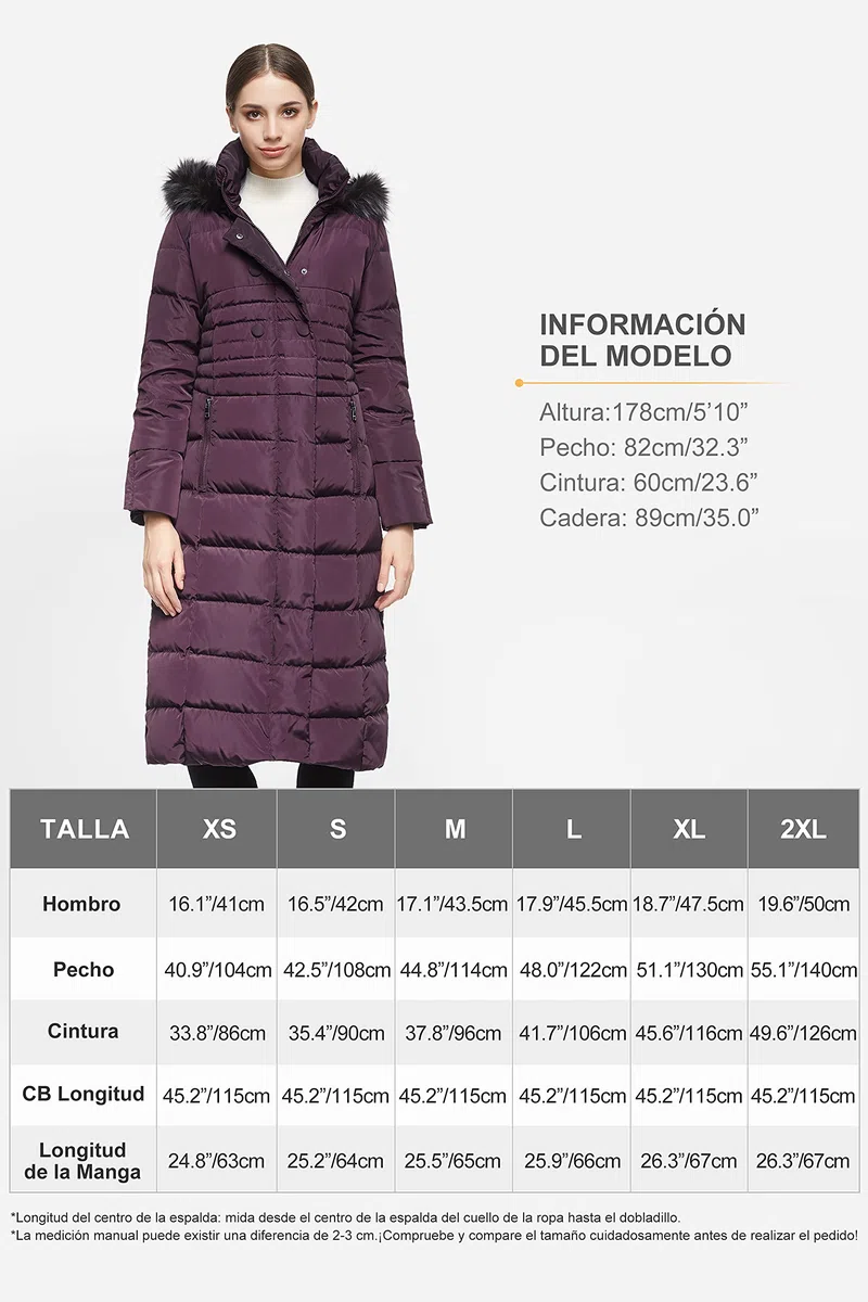 Orolay Chaqueta de Plumón para Mujer con Abrigo de Manga Raglán con Capucha de Pelo Largo