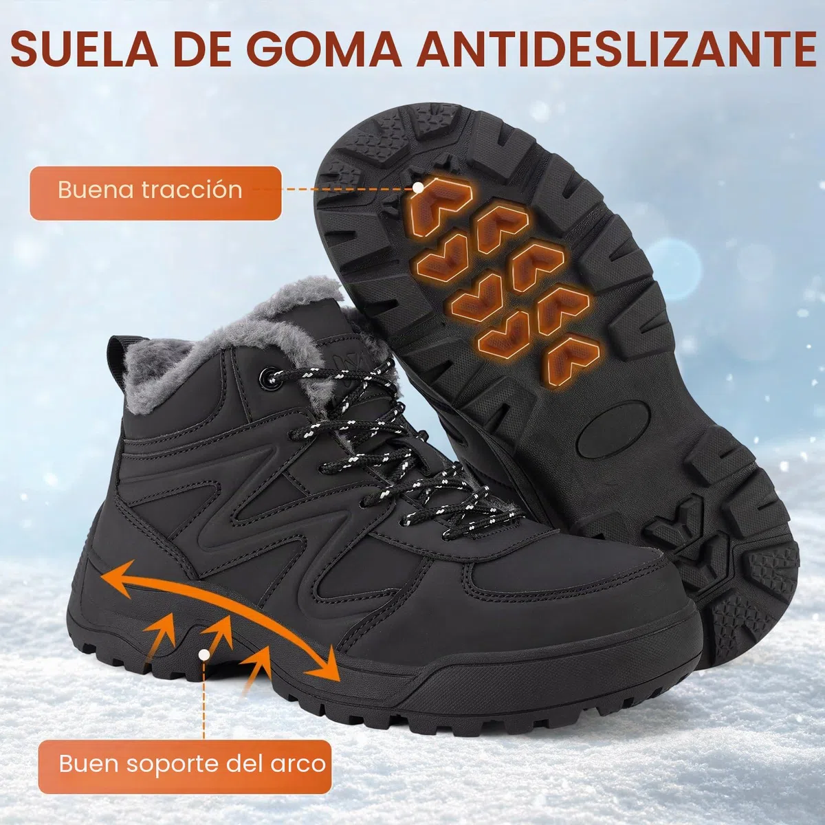 Botas de nieve de invierno para mujer botines cálidos exteriores ligeros media caña de piel sintética a la moda