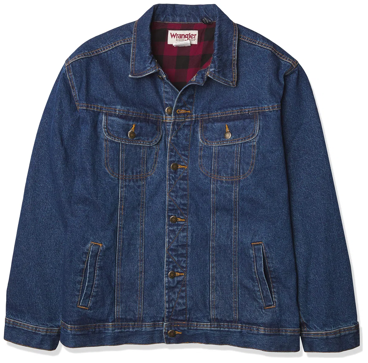 Wrangler Chaqueta vaquera con forro de franela resistente para hombre, Azul marino (Antique Navy), 5X