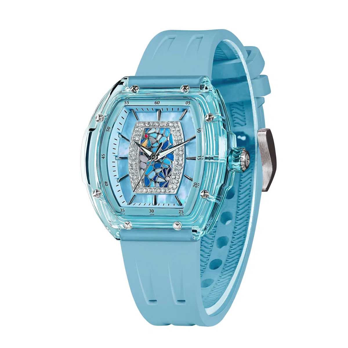 TSAR BOMBA Reloj Pulsera Mujer Lujo Tonneau Relojes para Las Mujeres De Diamantes De Lujo Relojes De Pulsera De Las Señoras Analógica con Movimiento De Cuarzo Elegante Regalos 50M Resistente