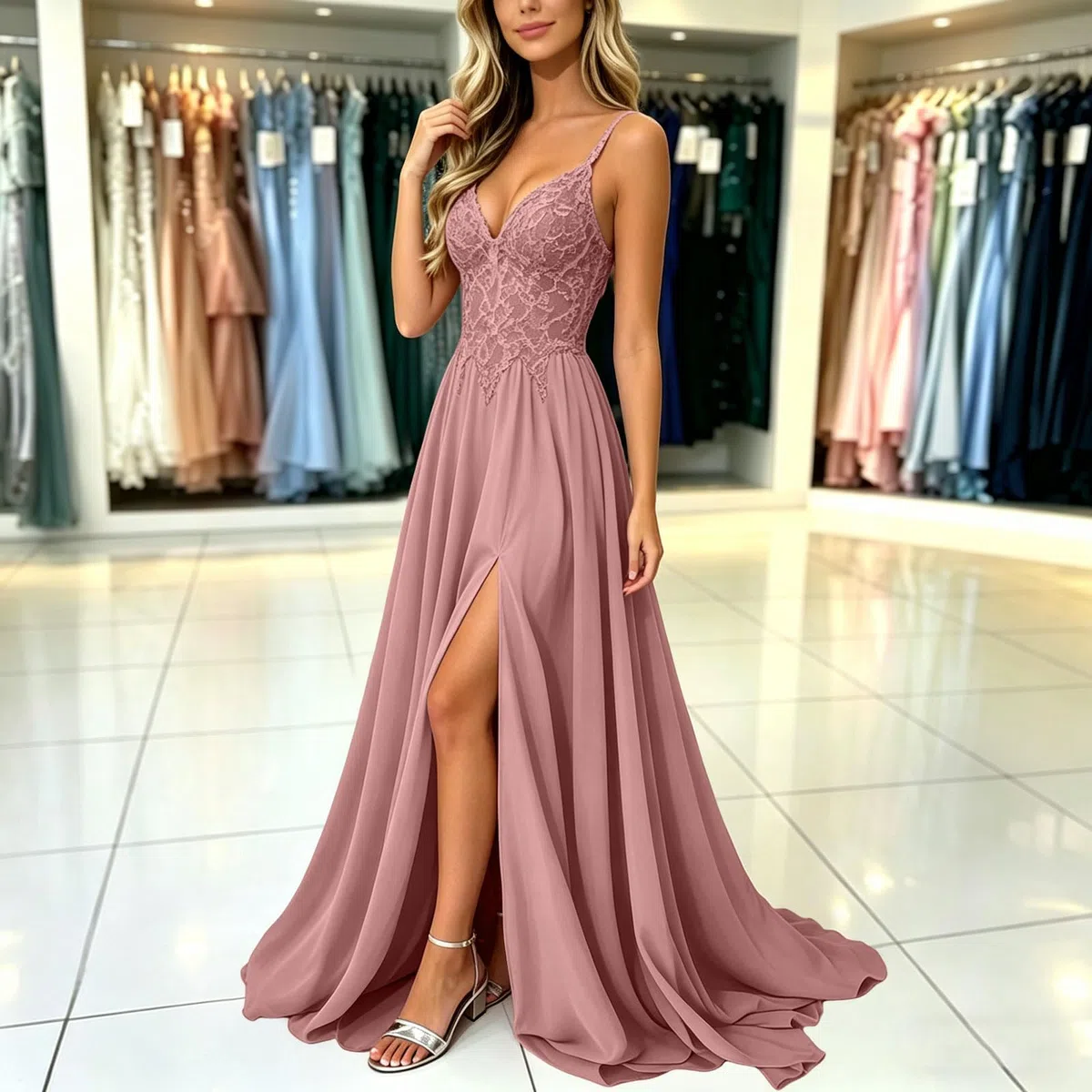 Vestido de Dama de Honor para Mujer Vestido Largo Cuello en V sin Mangas Elegantes Fiesta Formal invitado Boda para Fiestas Noche Bodas y Eventos Formales cóctel