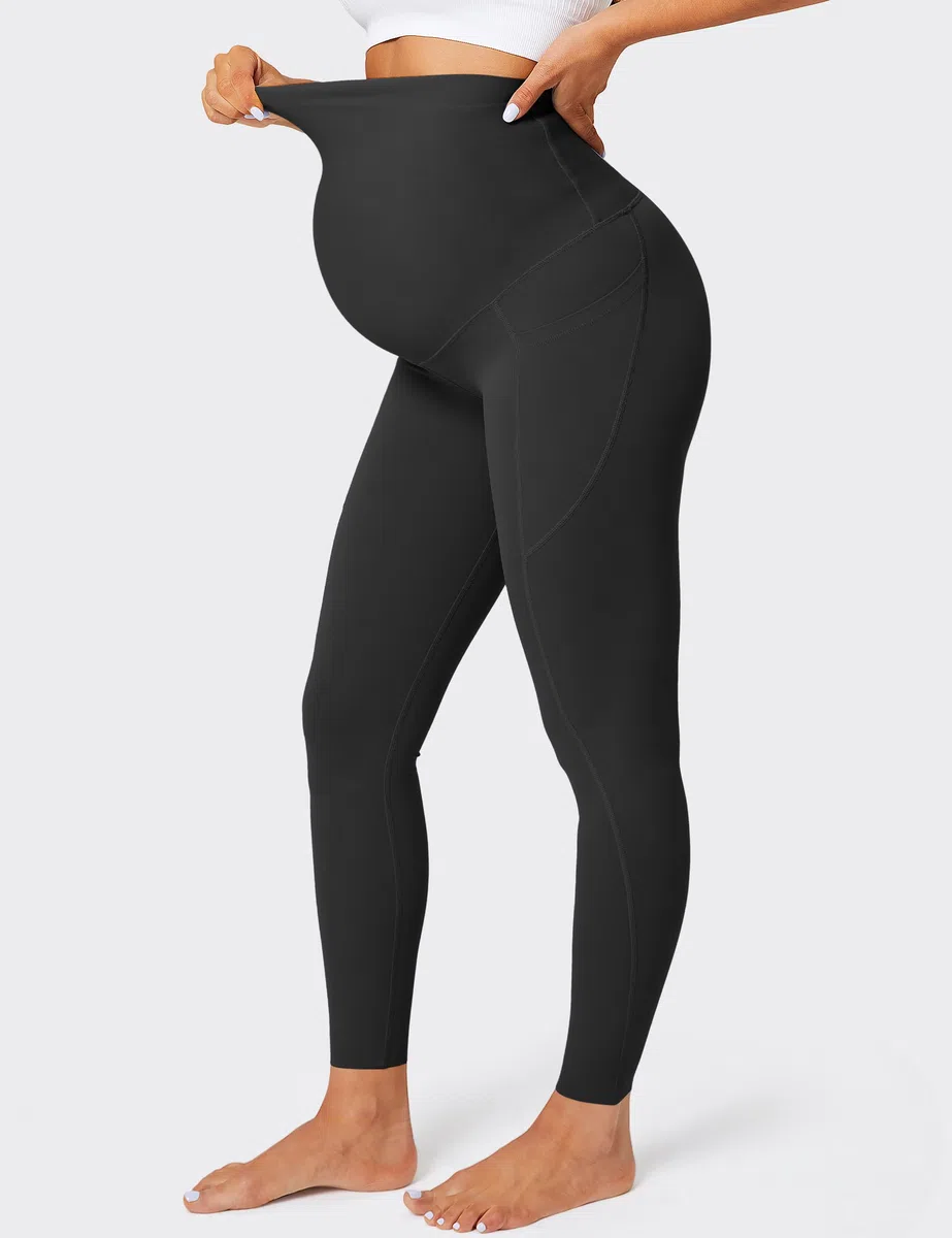 BONVIGOR Nudi - Leggings de maternidad sobre el vientre, leggings para embarazo, con bolsillos, para entrenamiento, actividad, pantalones de yoga