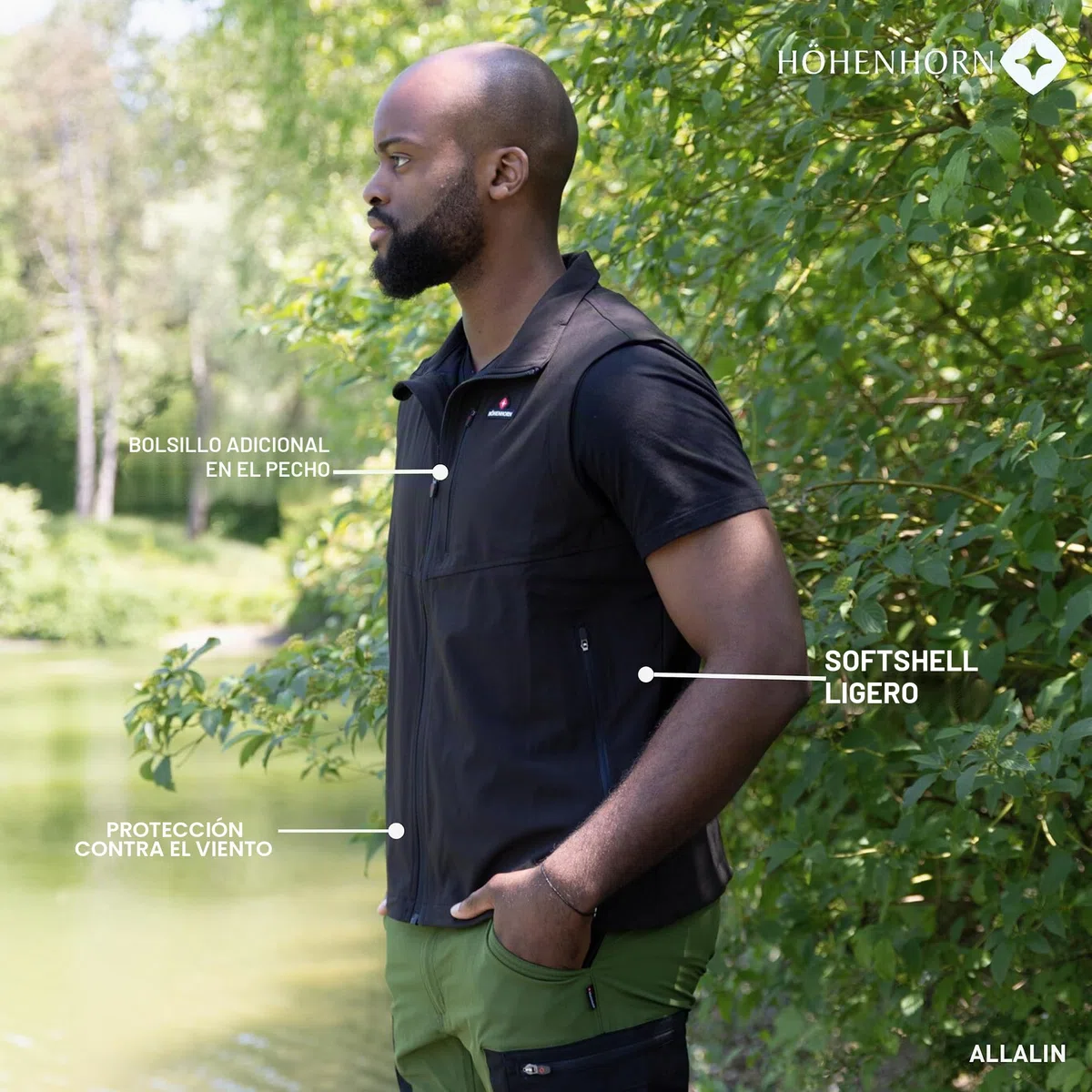 Höhenhorn Allalin - Chaleco ligero para hombre, softshell, para exterior, jogging