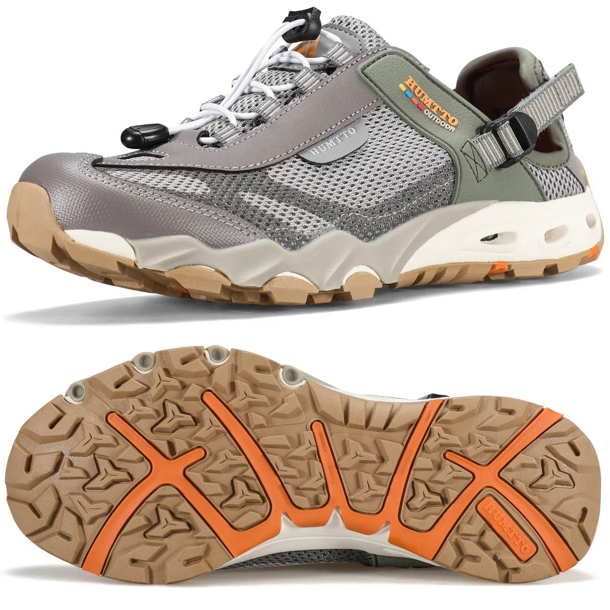 HUMTTO Zapatos de agua anfibios para hombre, sandalias de senderismo para hombre, sandalias de agua para exteriores, puntera cerrada, antideslizantes, zapatos de río, de secado rápido, zapatos