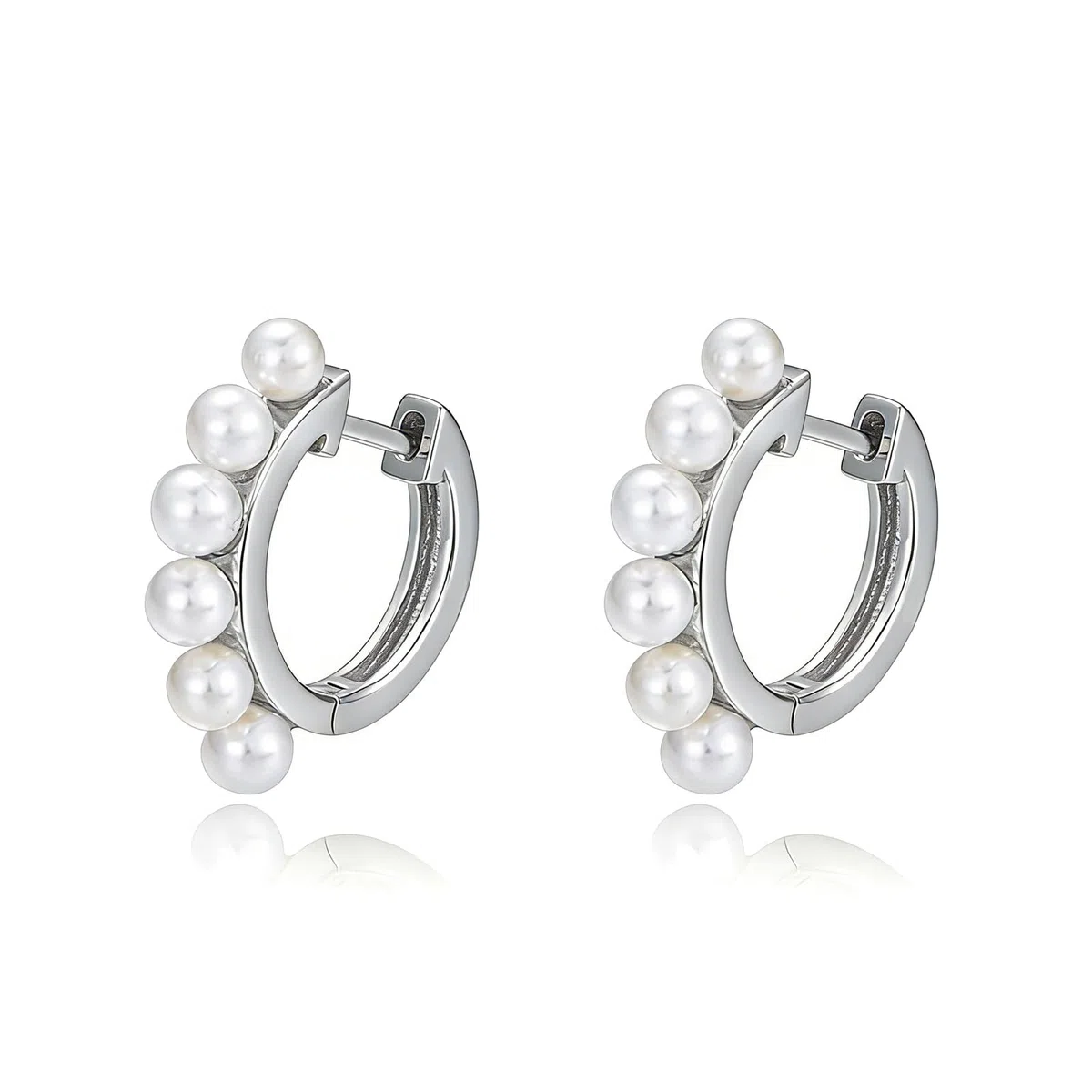 Wycian Pendientes de aro de oro de 18 quilates para mujer, aro con perlas, aretes de boda para novias