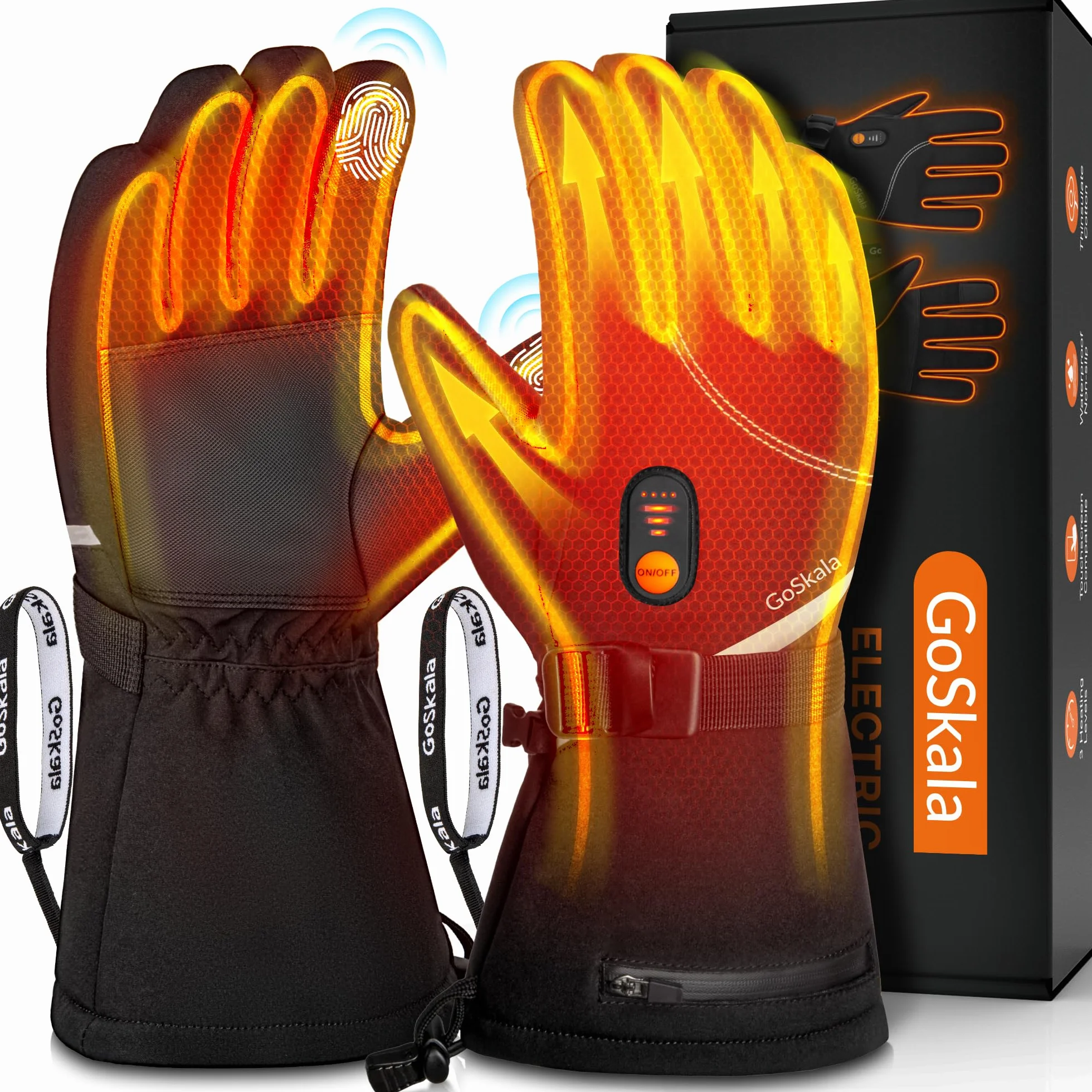 Guantes Calefactables eléctricos Recargables, batería Recargable de 5V 6000 mAh, 3 Niveles de Calentamiento, Pantalla táctil, Resistente al Agua, para Moto esquí Bicicleta