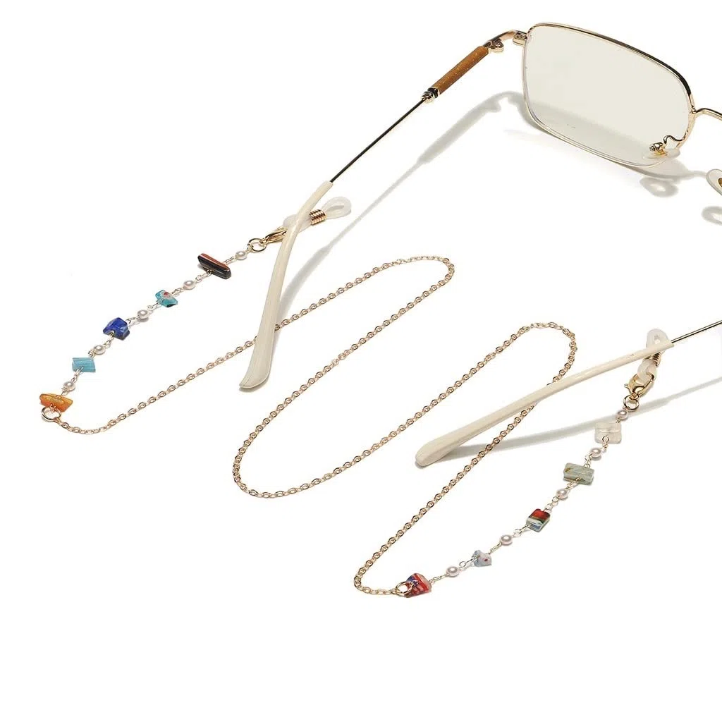 Cadena de Gafas de Perlas Irregulares Naturales, Cuentas de Cristal, Cadena de Gafas Hecha a Mano, Cadena antipérdida (D Talla ?nica)