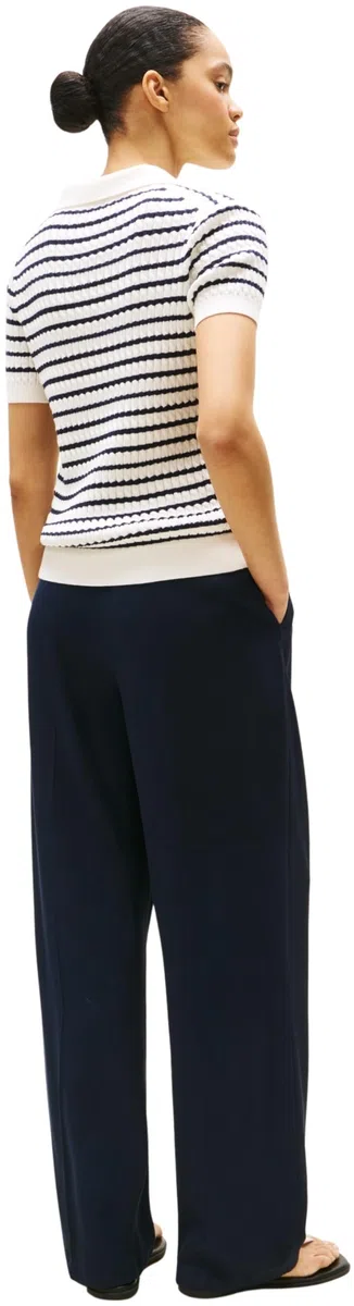 Tommy Hilfiger Polo de Manga Corta Mujer Cable Sweater con Botones