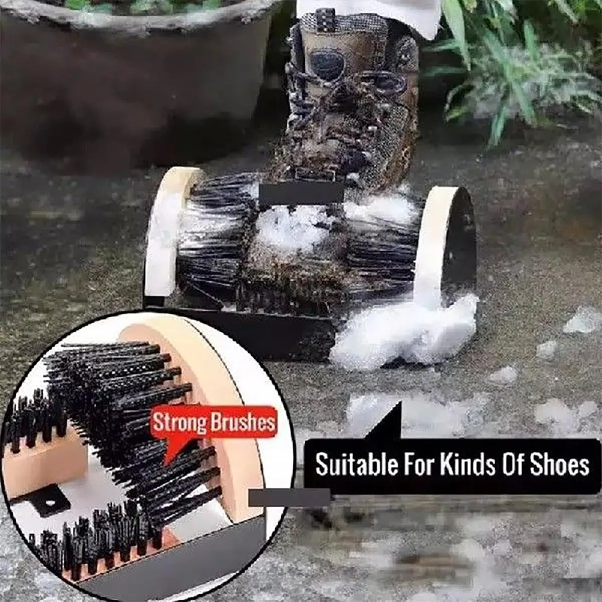 Cepillo limpiador para botas de cerdas rígidas para exteriores, cepillo para limpiar botas y zapatos, elimina el polvo y la nieve de las suelas, para canchas, jardines de infancia, jardines, interiore