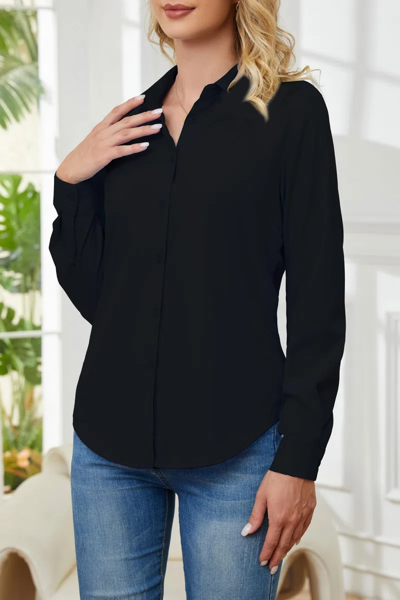 Camisas de manga larga con botones para mujer, sin arrugas, elásticas, para negocios, oficina, trabajo formal