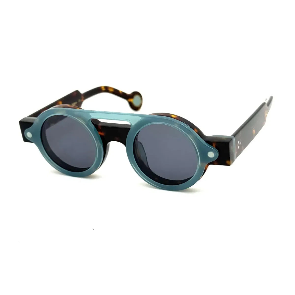 Gafas de sol redondas de acetato con clip, diseño de moda hecho a mano, para mujer y hombre, moda para exteriores, protección UV400, estilo vintage.