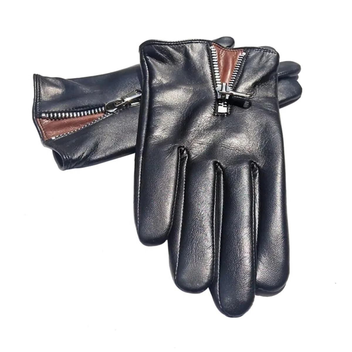Guantes CáLidos Guantes De Cuero con Cremallera Y Forro Cálido For Mujer con Pantalla Táctil Y Forro Polar For Exteriores Guantes TéRmicos(Large)