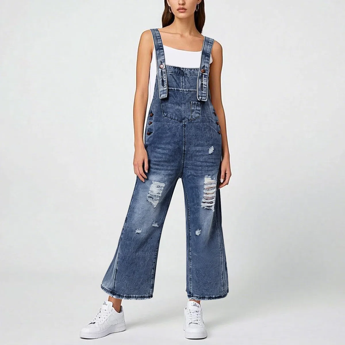 Genérico Mono Vaquero Mujer Monos Peto Primavera Jumpsuit Largo Casual Disfraz Algodón Tejanos Vestir Trabajo Pantalones Invierno Ligero