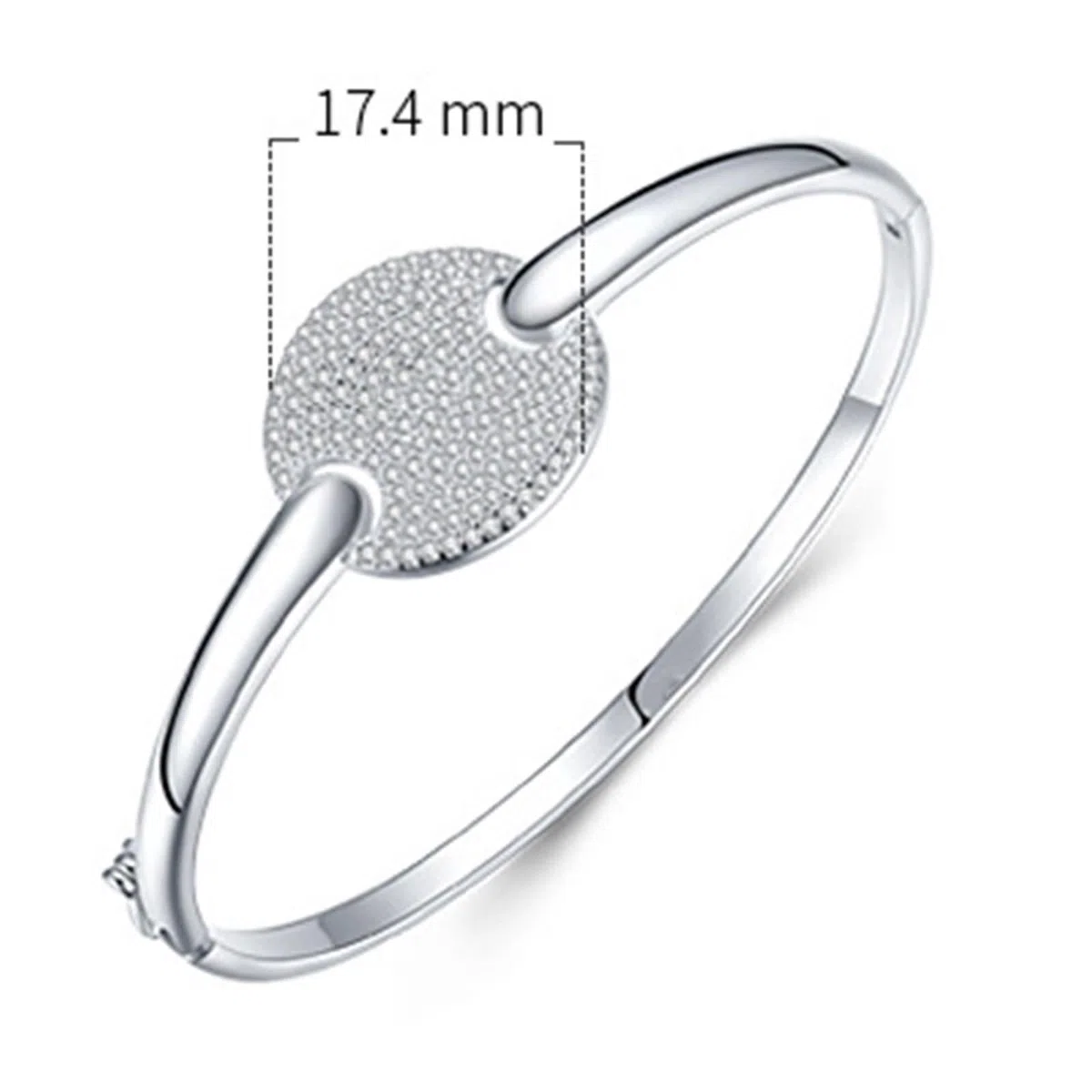 Brazaletes Mujer Oro Blanco 9 K / 14 K / 18 K, Redondo con Moissanita, Cadena 16 CM, Pulsera de Mujer de Plata