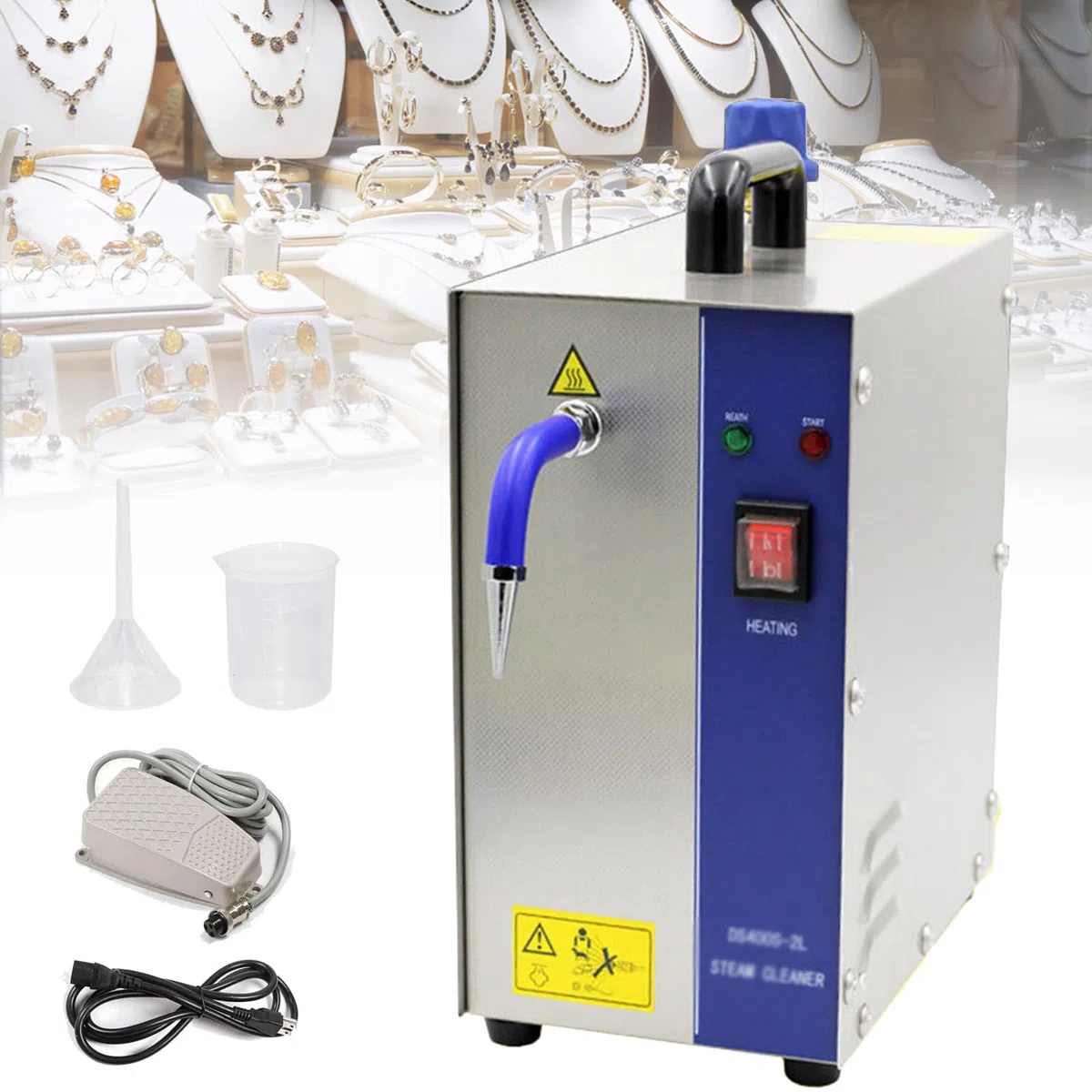 Máquina limpiadora a vapor para joyas de 2L/4L, 1300W/2200W, limpiador de joyas de oro y plata, equipo de lavado de gemas para limpieza de joyas/plata/oro,2L-110V
