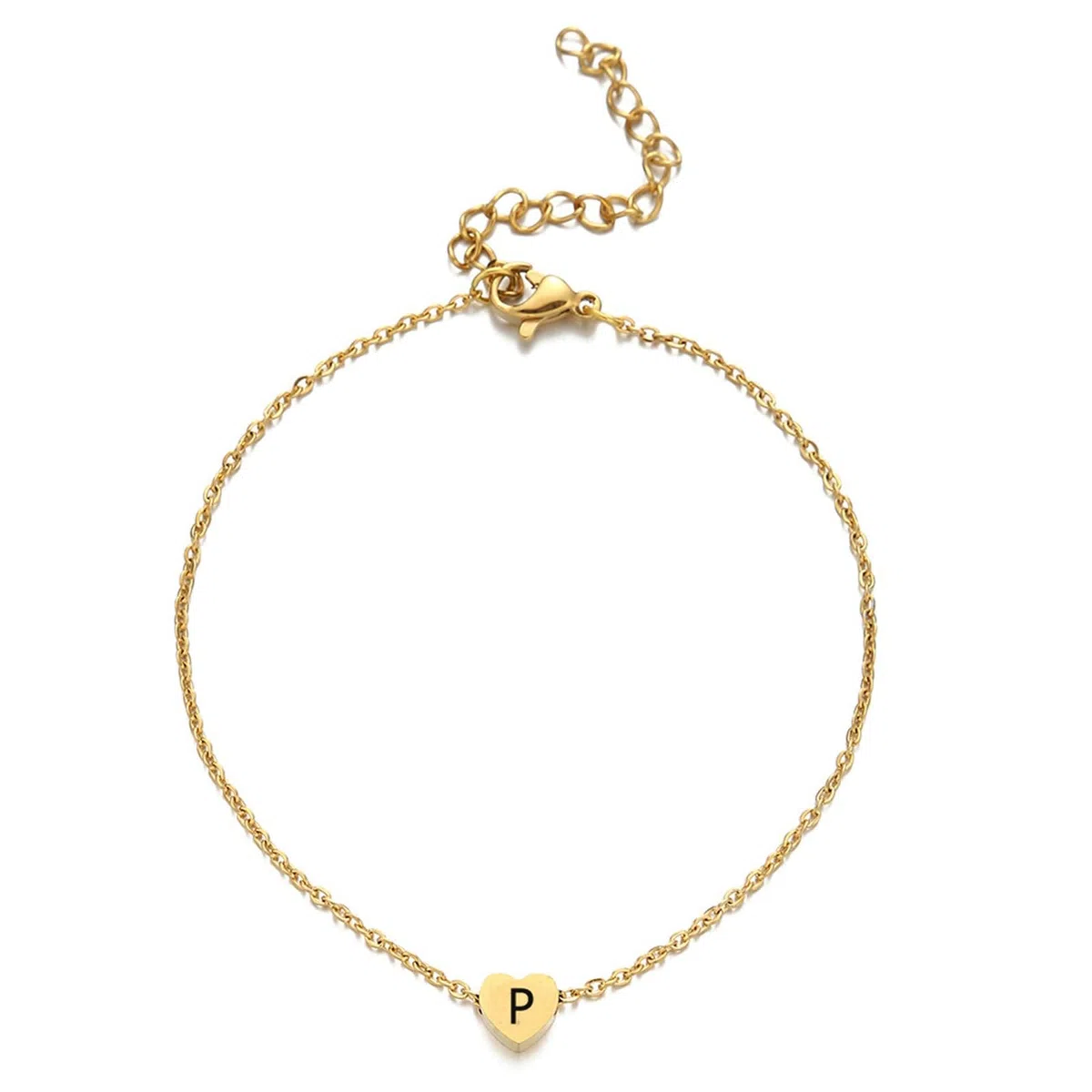 Tobillera Corazón con purpurina y letras, tobillera con dijes, pulseras de tobillo de playa descalzas de 18 quilates, joyería para mujer