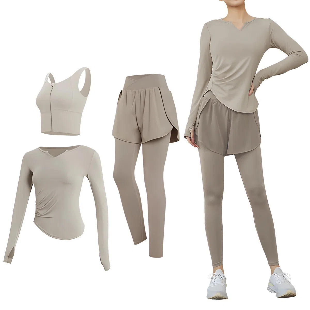 Conjuntos de entrenamiento de tres piezas para mujer, conjuntos de yoga de 3 piezas con telas transpirables y diseño antibolitas, XXL adecuado para 135-150 libras, trajes deportivos versátiles