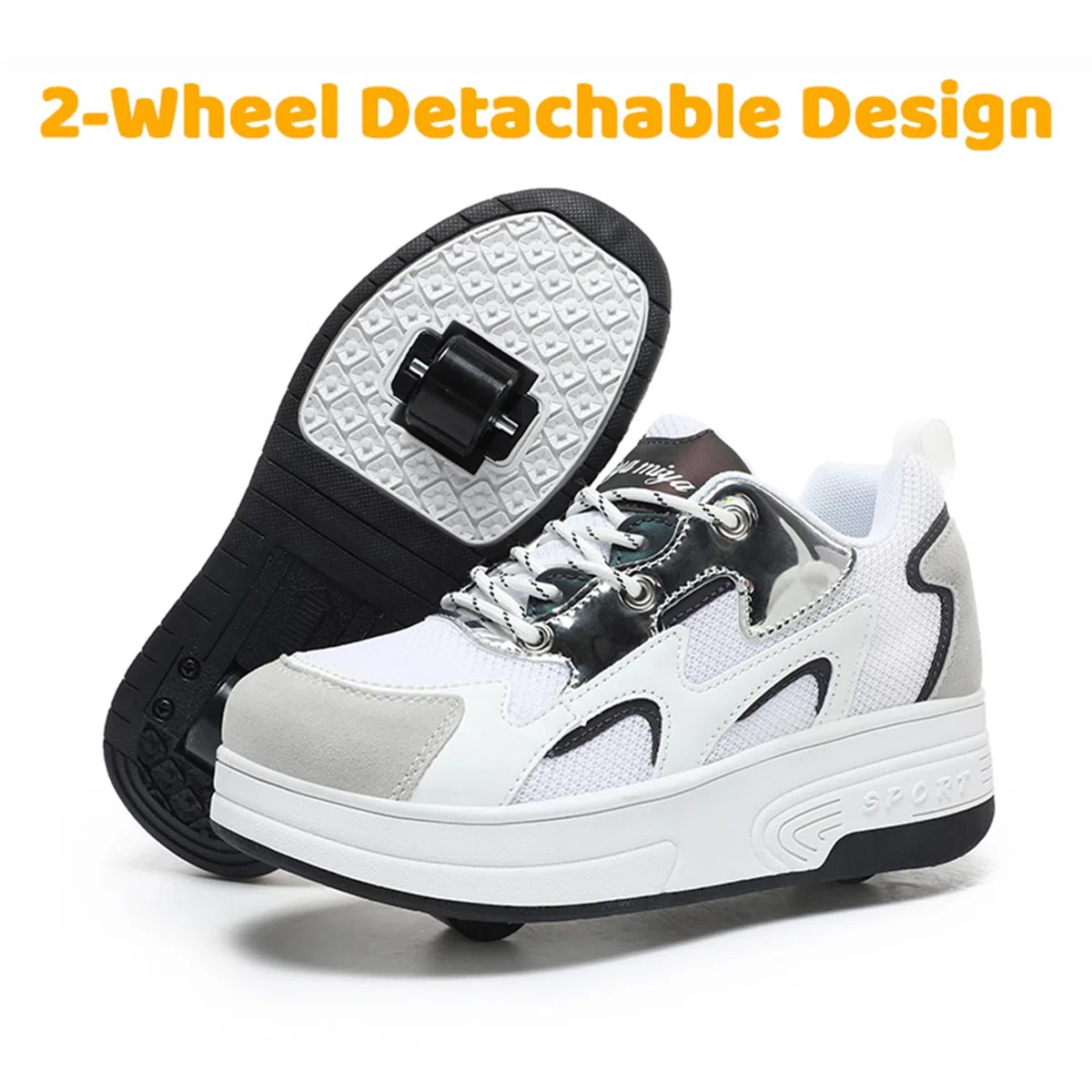Wooowyet Zapatillas de patinaje con luces LED para niños y niñas, zapatillas de moda con ruedas, recargables por USB, gancho y bucle