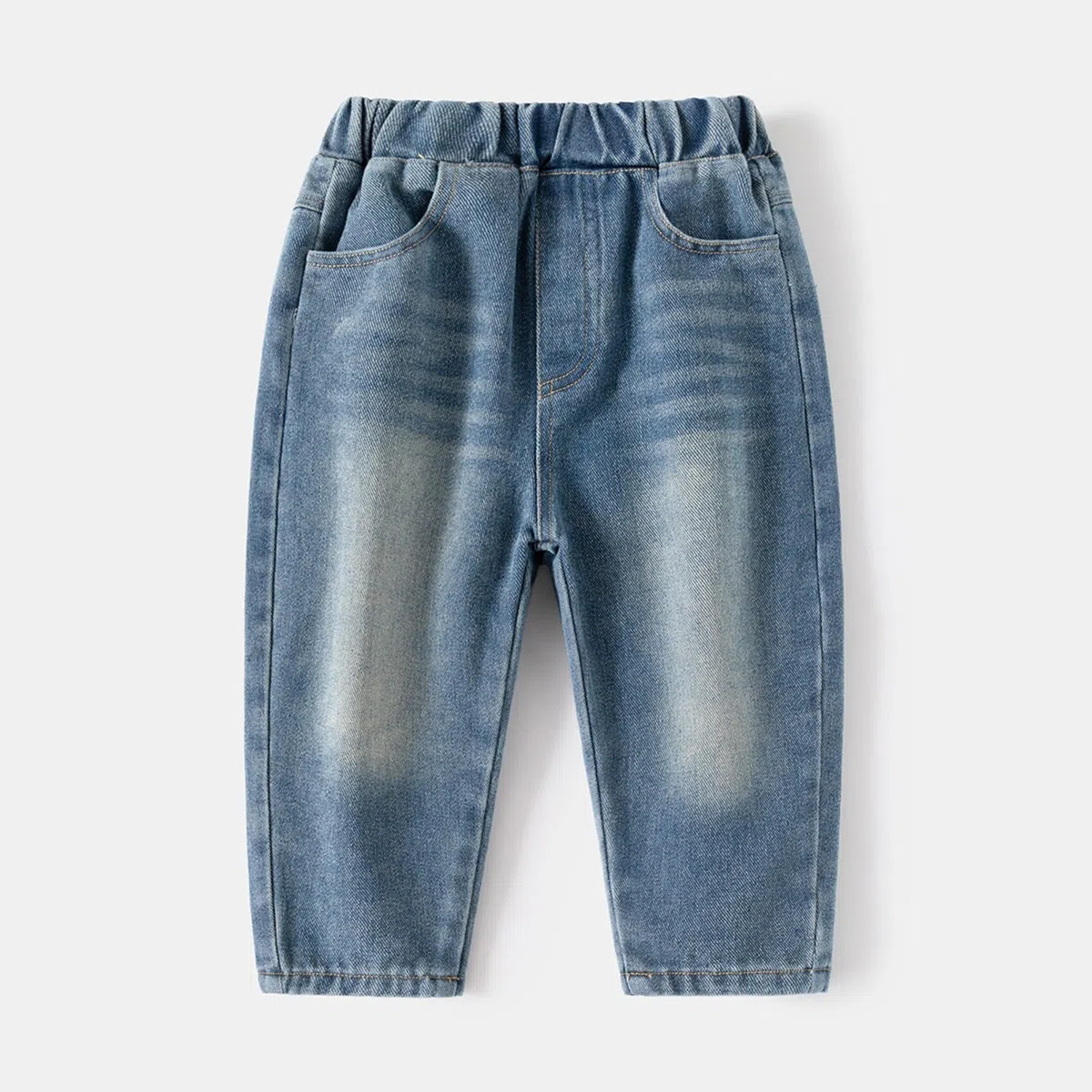 Pantalones de mezclilla deportivos para niños, holgados, de pierna recta, desgastados, para la escuela, para otoño, elásticos, cintura alta, casuales, largos, para niños, hip hop, vintage, danza