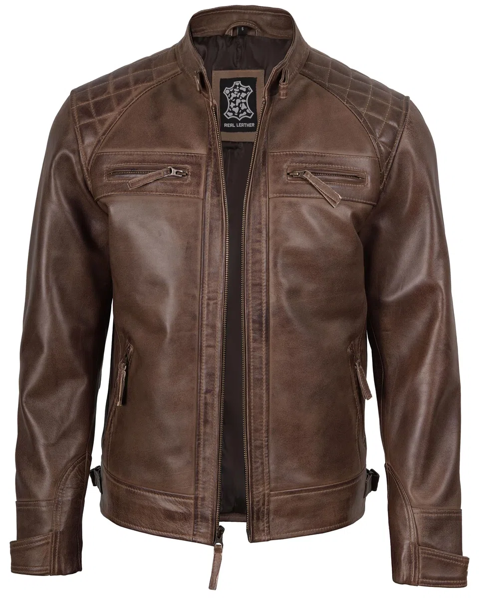 Brown Leather Jacket Men - Natural Distressed Leather Jackets for Men