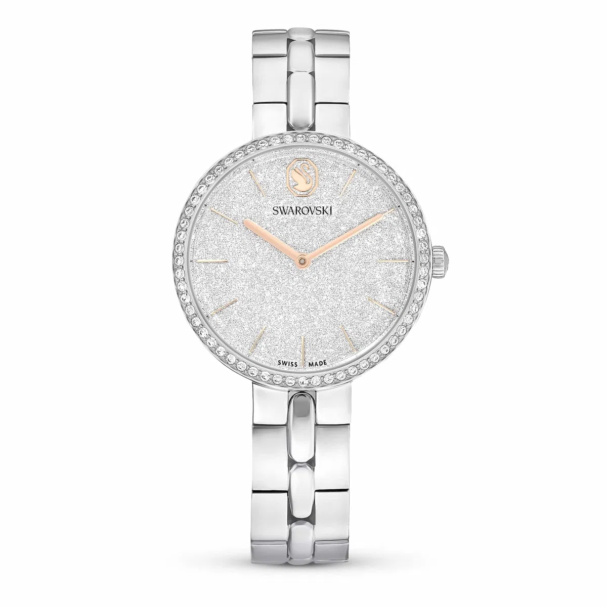 Swarovski Cosmopolitan Collezione Orologio, Swiss Made, Bracciale in Metallo, Tonalità Argento