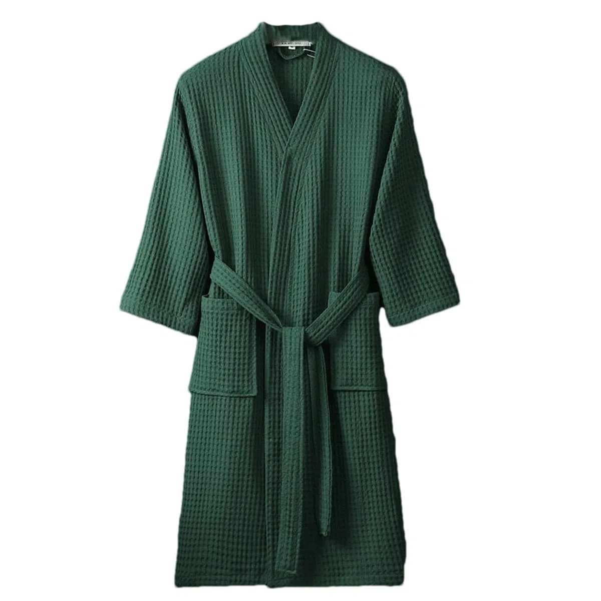 Albornoz kimono de algodón con estampado de gofres, ligero, para spa, hotel, con cinturón y bolsillos, EN8, L
