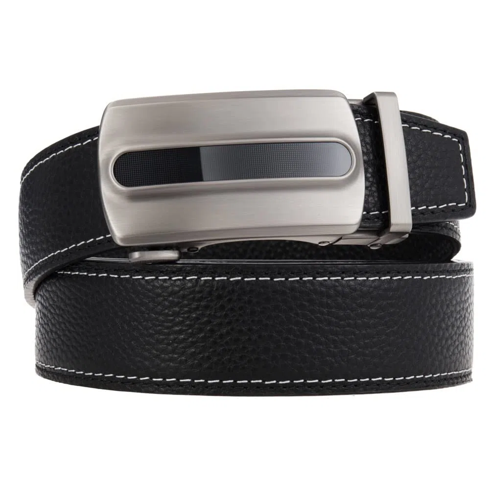 Cinturones de Hombre, Deslizante Gotas automáticas de folleto de Hebilla. (Color : B, Size : 125cm)