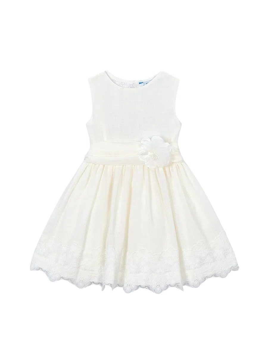 Mayoral Vestido puntillas para niña Crudo