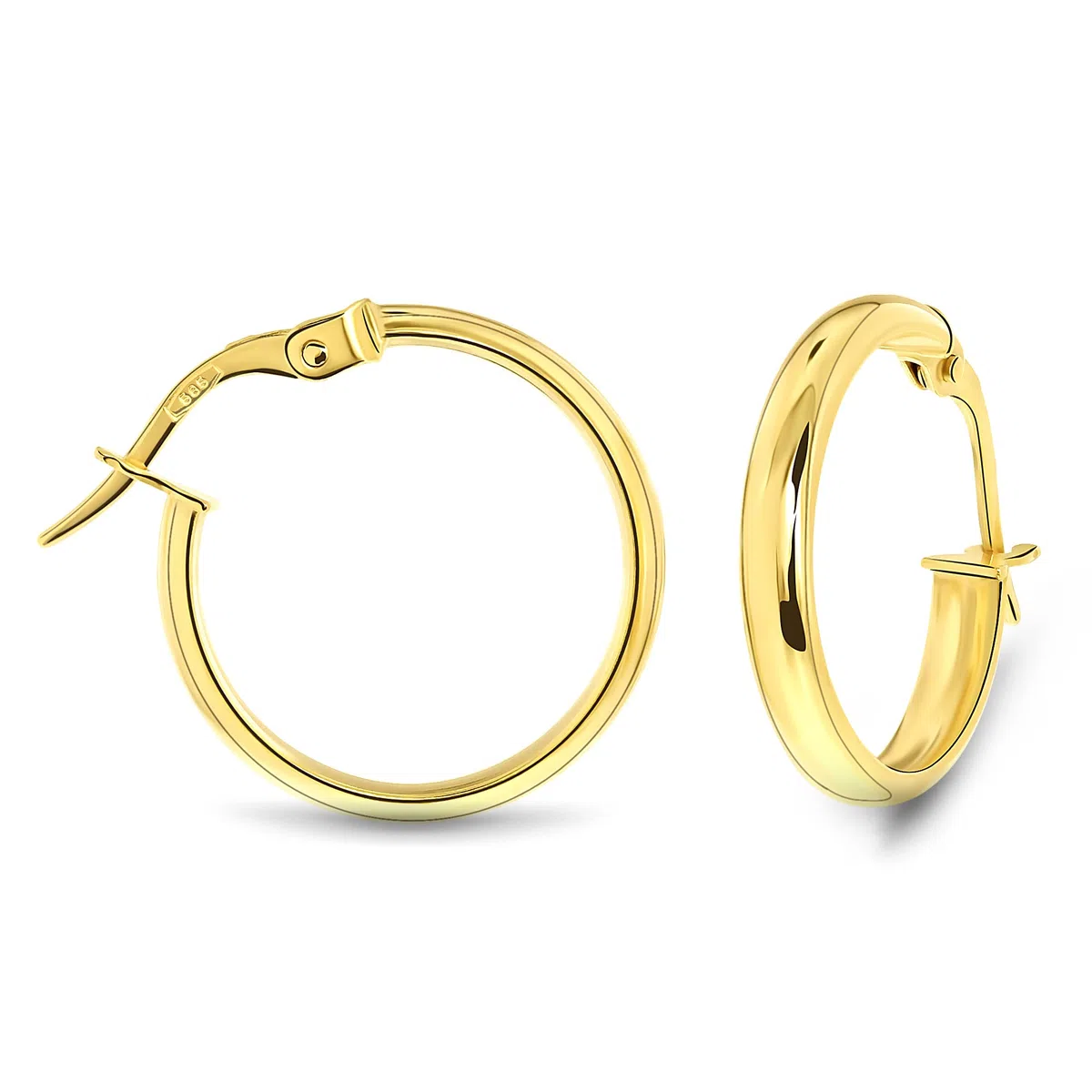 Miore pendientes clásicos de aro redondo en oro amarillo 14 kt 585 Ø 18,5 mm.