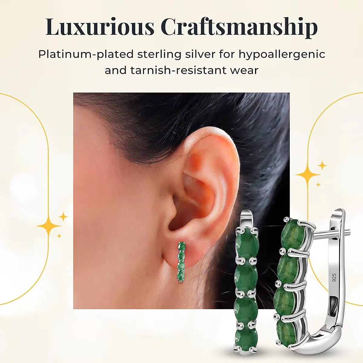 TJC Sterling Silver Hoop Earrings for Women in Platinum Plated Silver Fish Hook 925 Solid Silver Birthstone Earrings Birthday Anniversary Daughters Gift for Wife Girlfriend Mum | Juego de colgante chapado en platino/oro amarillo de 18 quilates con cadena