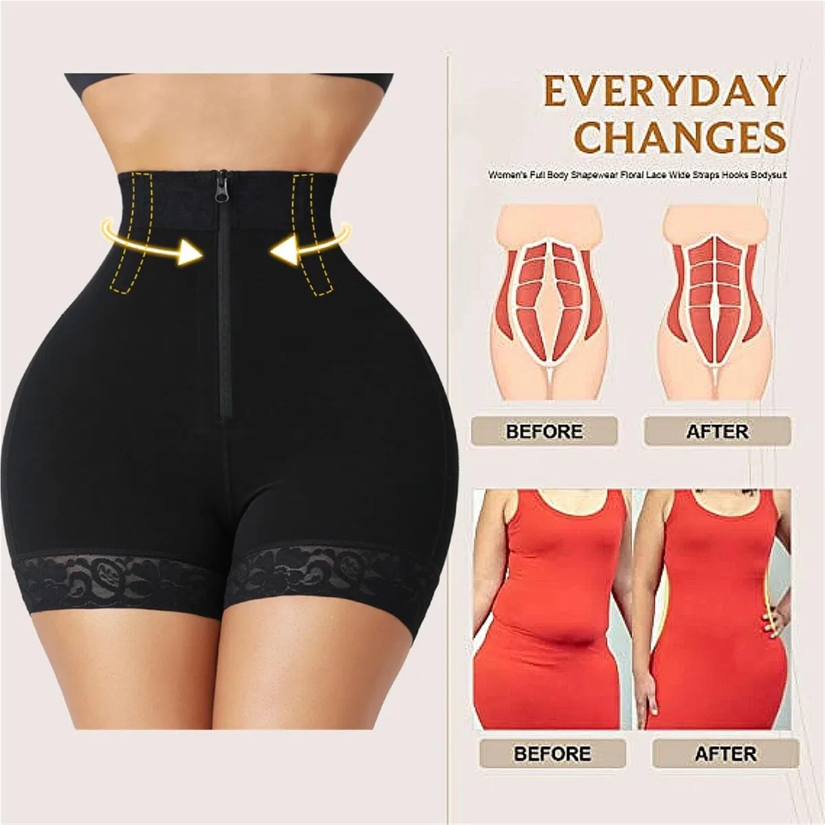 Braga Faja sin Costuras Faja Moldeadora de Cintura, Levantador glúteos, corsé, Bragas Alta, Ropa Interior, Control Abdomen, realce Caderas(Nude,One Size_M)