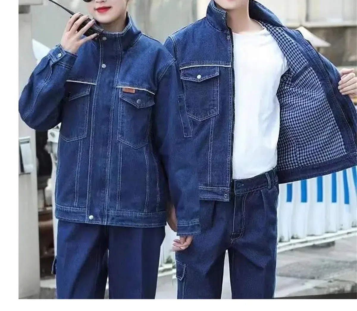 Conjunto de chaqueta vaquera bordada para hombre y jeans sueltos, atuendo casual para primavera, otoño, hip hop, estilo callejero