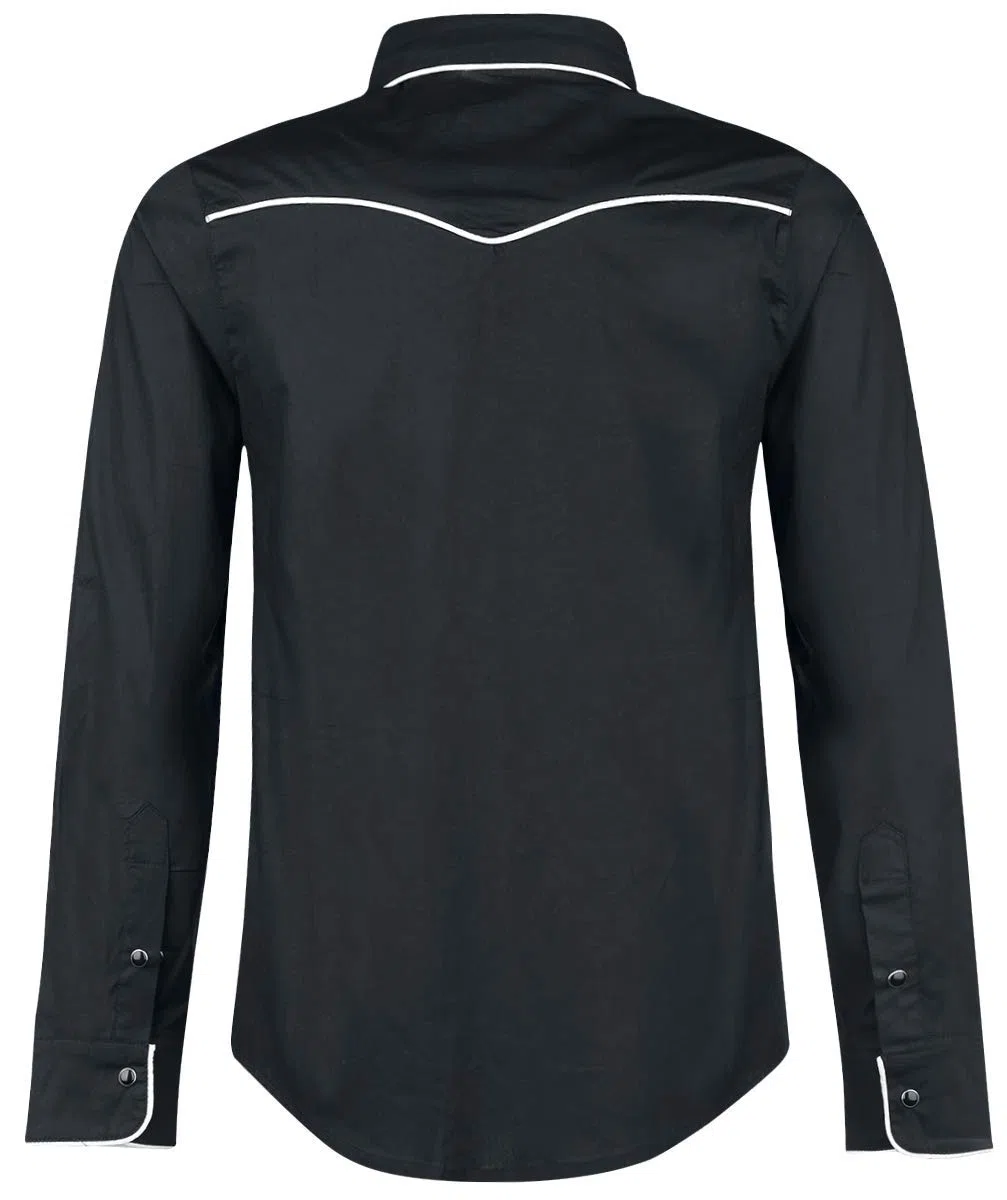 Banned Alternative Plain Trim Hombre Manga Larga Negro-Blanco Regular