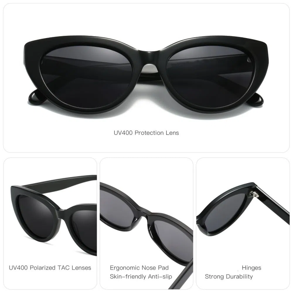 Gafas de sol polarizadas estilo ojo de gato retro de acetato con protección UV400