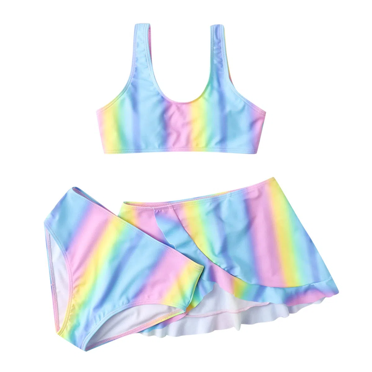 Generisch Traje de baño de verano niña niños niño bebé niña primavera verano colorido estampado algodón sin mangas de secado rápido playa traje de baño natación 3 piezas bikini ropa