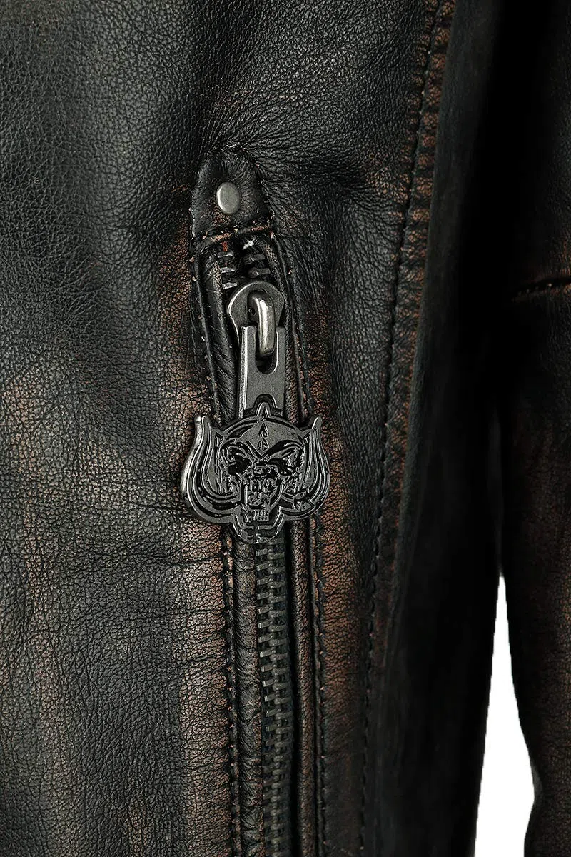 Motörhead England Hombre Chaqueta de Cuero Negro